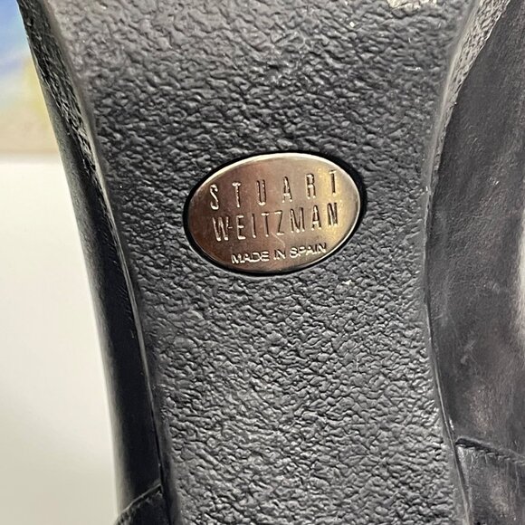 Stuart Weitzman Back Zipper Leather Ankle Boots Black  Size 10 - Picture 12 of 15
